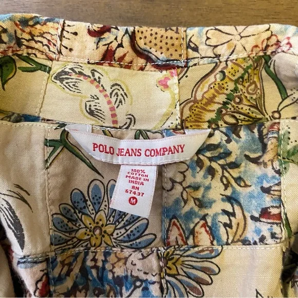 Polo Jeans Co.Patchwork fitted Coat jacket 100% cotton Sz M Women’s - Picture 8 of 8